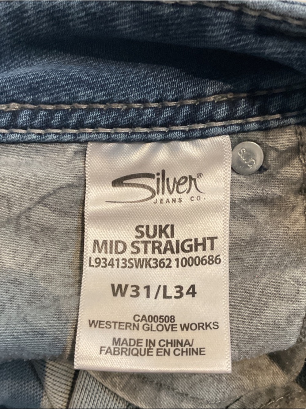 Silver Jeans Straight Leg Dark Blue Denim with Embroidered Back Pockets - Picture 12 of 12